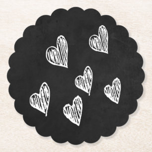 Porta-copo De Papel Corações Preto e Branco Quadro Negro Amor