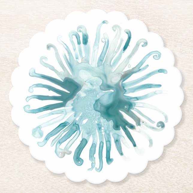 Porta-copo De Papel Coral de Aquarela - Azul 2 (Frente)