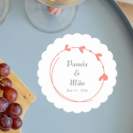 Porta-copo De Papel Coral Simple Heart Wreath