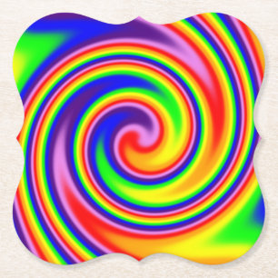 Porta-copo De Papel Cores do Arco-Íris Retro Hippie Arte Espiral com F