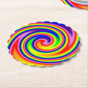 Porta-copo De Papel Cores Vibrantes Arremolinado de Arco-íris Cores In