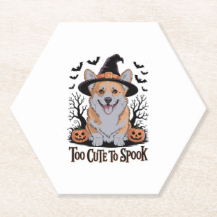 Porta-copo De Papel Corgi bonitinho do Halloween no Chapéu das Bruxas