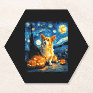 Porta-copo De Papel Corgi Dog Lovers Painting of van gogh starry night