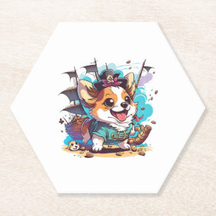 Porta-copo De Papel Corgi Dog Pirate