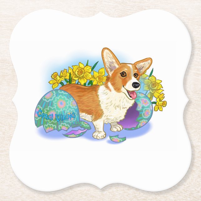 Porta-copo De Papel Corgi Páscoa (Frente)