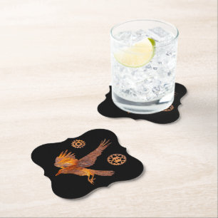 Porta-copo De Papel Coroa e engrenagens voadoras a vapor, coloridas e 