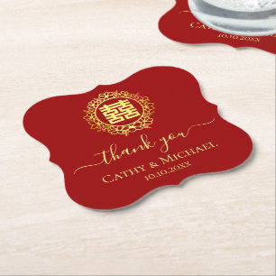 Porta-copo De Papel Coroa floral de agradecimento vermelho casamento c