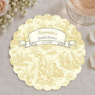 Porta-copo De Papel Cortina de chuveiro vintage floral em amarelo toil