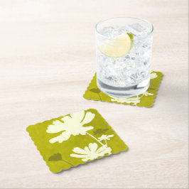 Porta-copo De Papel Cosmos Floral Silhouket Verde limão Verão Home