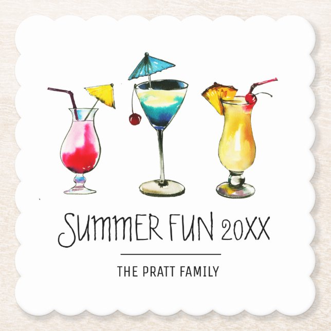 Porta-copo De Papel Costume de coquetel de verão (Frente)