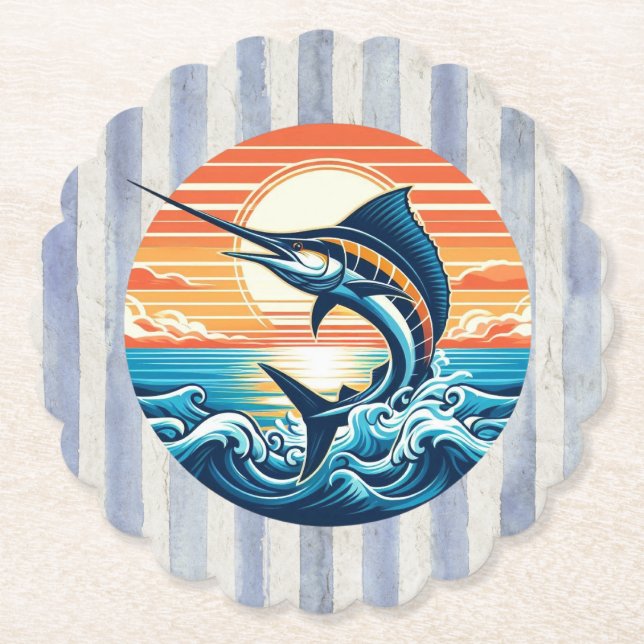 Porta-copo De Papel Costumeiro pôr do sol marlins costeiro/náutico/pra (Frente)