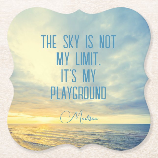 Porta-copo De Papel Cotação Céu de Nome Personalizado (Frente)