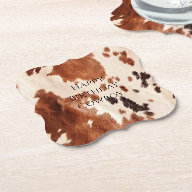 Porta-copo De Papel Couro de Vaca Southwest Creme Marrom  (Angular)
