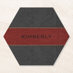 Porta-copo De Papel Couro e couros, de malha, de cor preta e vermelha