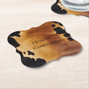 Porta-copo De Papel Cowhide Preto-Castanho-Sudoeste