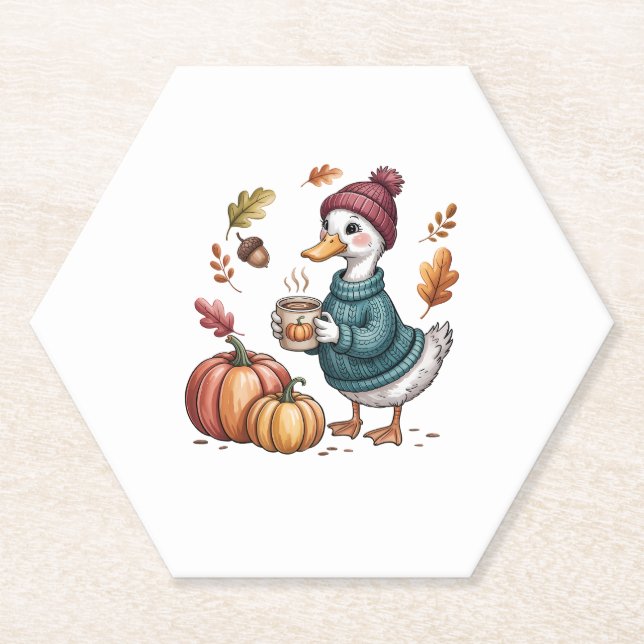Porta-copo De Papel Cozy Pumpkin Café Goose Fall Art (Frente)