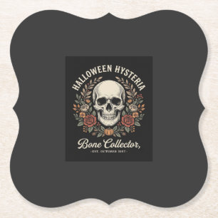 Porta-copo De Papel Crânio de Halloween Floral Osso Coletor Design_1