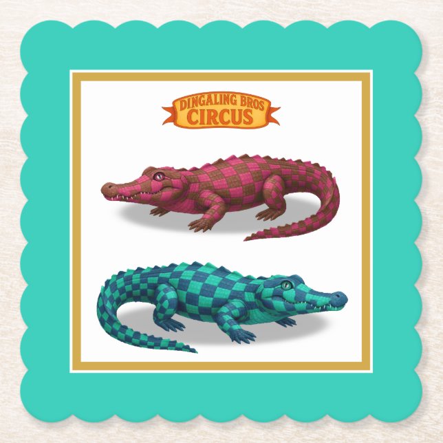 Porta-copo De Papel Crawford, crocodilo de circo pintado (Frente)