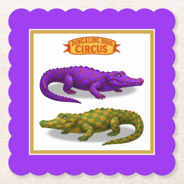 Porta-copo De Papel Crawford, crocodilo de circo pintado (Frente)