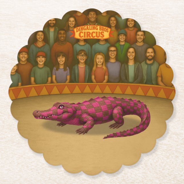 Porta-copo De Papel Crawford, crocodilo de circo pintado (Frente)