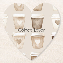 Porta-copo De Papel Cream Coffee Heart Cups