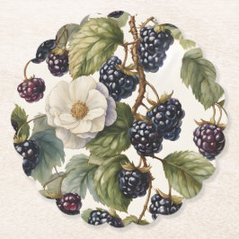 Porta-copo De Papel Cream Regal Elegance Blackberry & Blooms