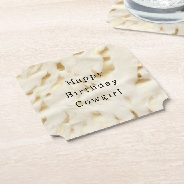 Porta-copo De Papel Creme Dourado Cowhide Animal (Angular)