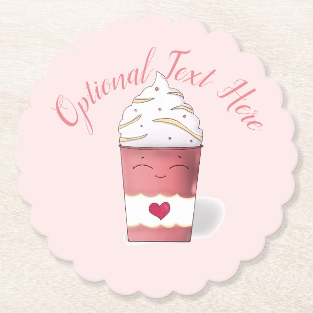 Porta-copo De Papel Creme Latte & Whipped (Rosa) (Frente)