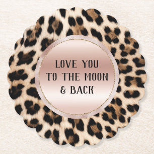 Porta-copo De Papel Creme Preto-Castanho-Leopardo-Esbranquiçado Rosa