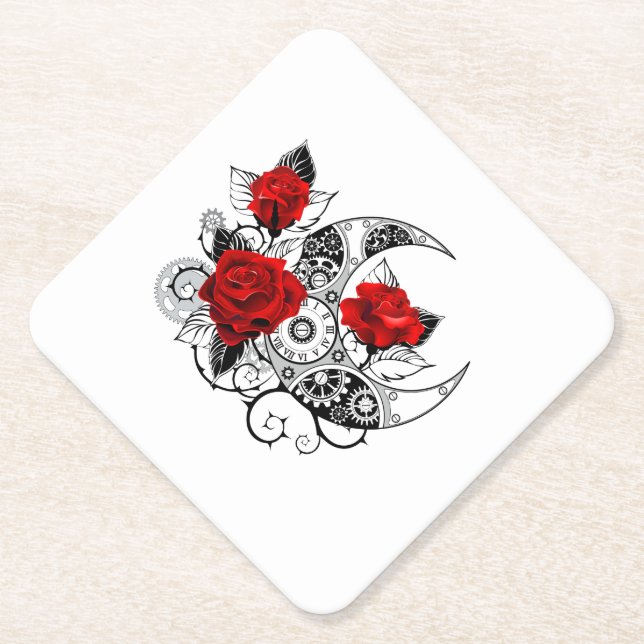 Porta-copo De Papel Crescente Mecânico com Rosas vermelhas (Frente)