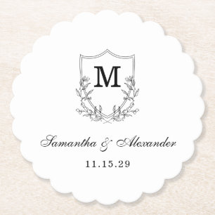 Porta-copo De Papel Crest Preto e Branco Elegante