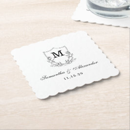 Porta-copo De Papel Crest Preto e Branco Elegante