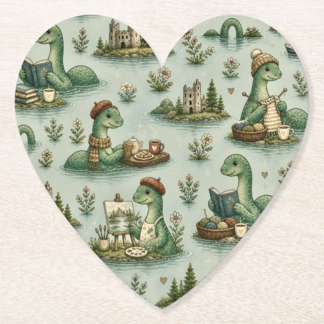 Porta-copo De Papel Criptídeos Aconchegantes Nessie Monstro do Lago Ne (Frente)