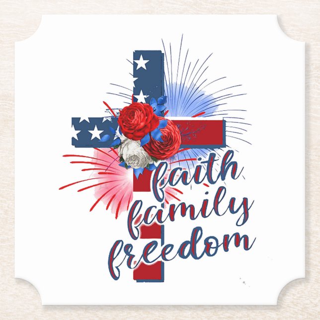 Porta-copo De Papel Cruz de Bandeira Americana (Frente)