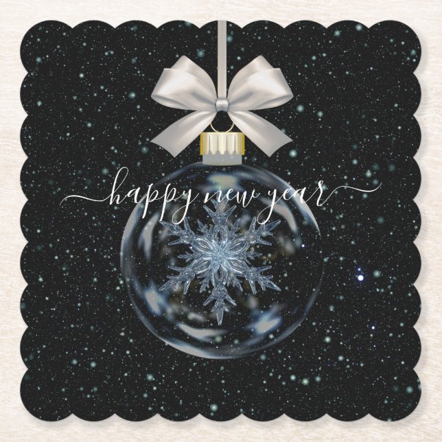 Porta-copo De Papel Crystal Snowflake New Year’s  (Frente)