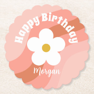 Porta-copo De Papel Cupcakes do Peach Retro Party Daisy Terracotta