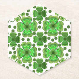 Porta-copo De Papel Custom Metallic Green Clover & Swirl Pattern 