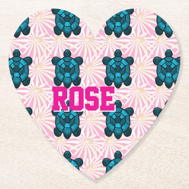 Porta-copo De Papel Custom Tropical Turtle Floral Pattern Seamless  (Frente)