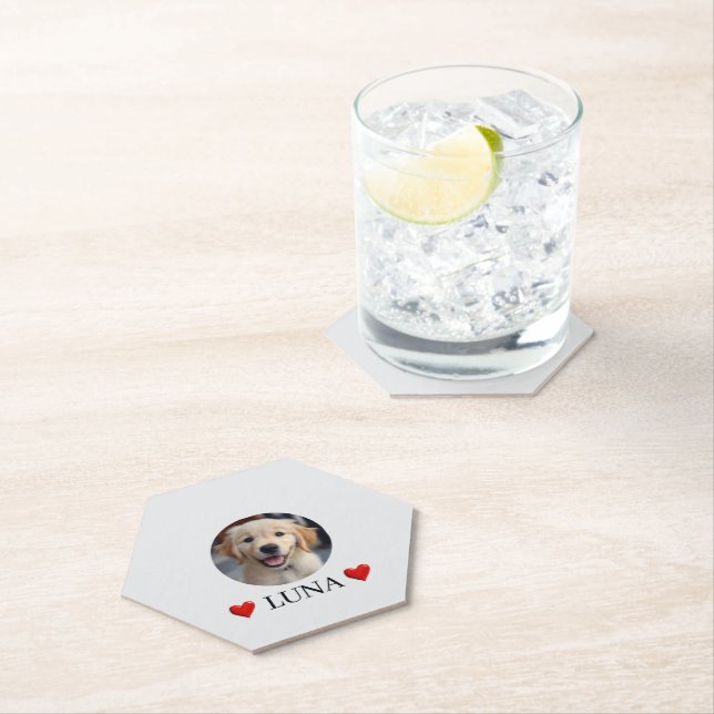 Porta-copo De Papel Customized My Dog with Photo & Name Paper Coaster (Insitu)