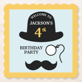 Porta-copo De Papel Cute Bowler Hat and Monocle Any Age Birthday Party