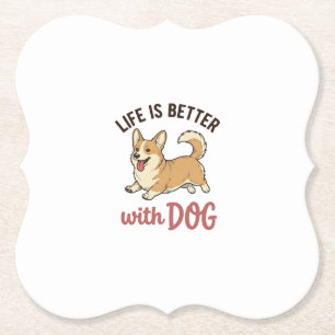 Porta-copo De Papel Cute Corgi Dog Life É Melhor Com Dog Design_1