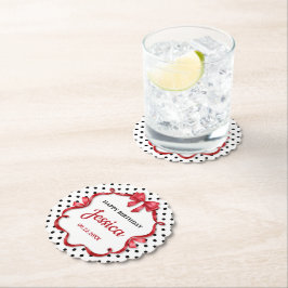 Porta-copo De Papel Cute Crimson Bow Birthday