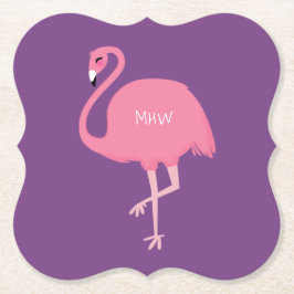 Porta-copo De Papel Cute Flamingo monograma personalizada de papel de