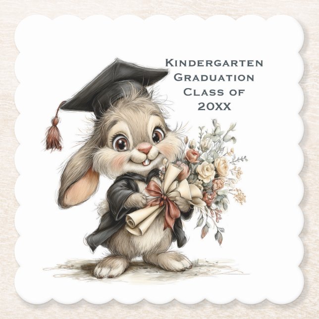 Porta-copo De Papel  Cute Kindergarten Graduation Bunny Design (Frente)