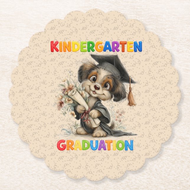 Porta-copo De Papel  Cute Kindergarten Graduation Puppy Illustration (Frente)
