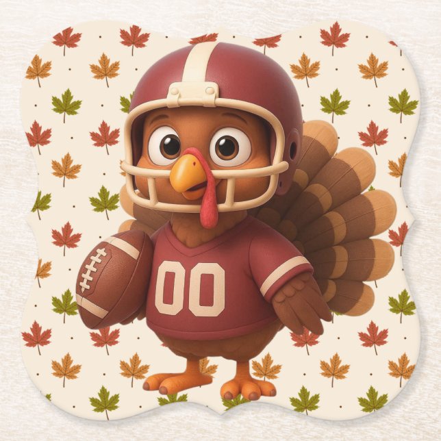 Porta-copo De Papel Cute Thanksgiving day football turkey (Frente)