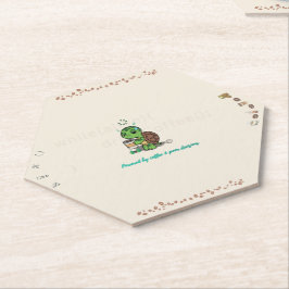Porta-copo De Papel Cute Turtle Coffee Coaster | Hexágono Protetor de 