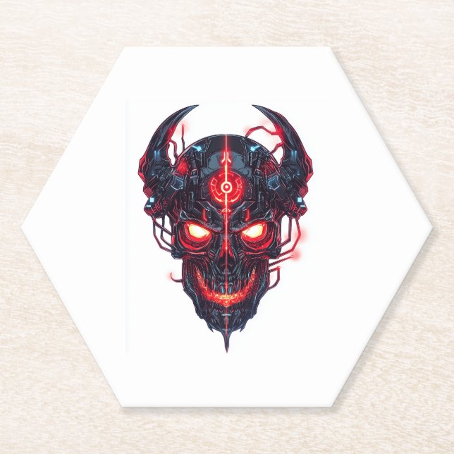 Porta-copo De Papel Cyber Demon Skull Lord (Frente)