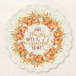 Porta-copo De Papel Dê Obrigados Pumpkin Wreath