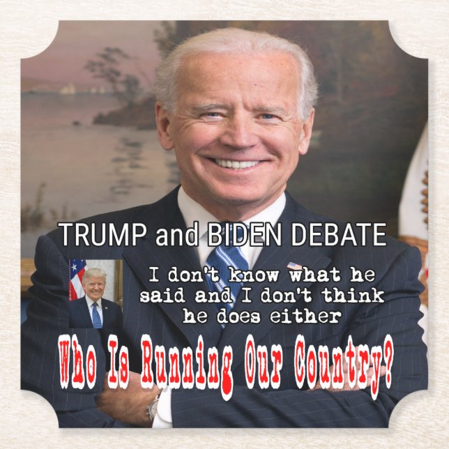 Porta-copo De Papel Debate sobre Trump e Biden (Frente)